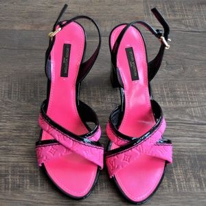 LOUIS VUITTON Pink and Black Sandal heels
